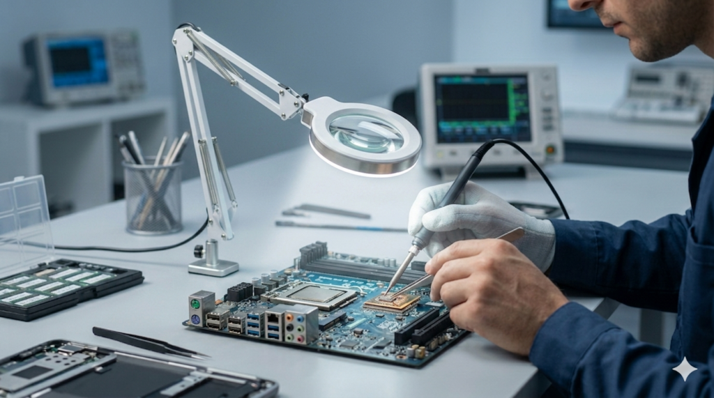 Proses perbaikan motherboard laptop secara teliti dengan harga ekonomis
